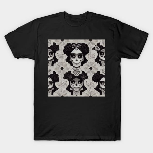 Variation of Catrina La Calavera Pattern T-Shirt by baseCompass